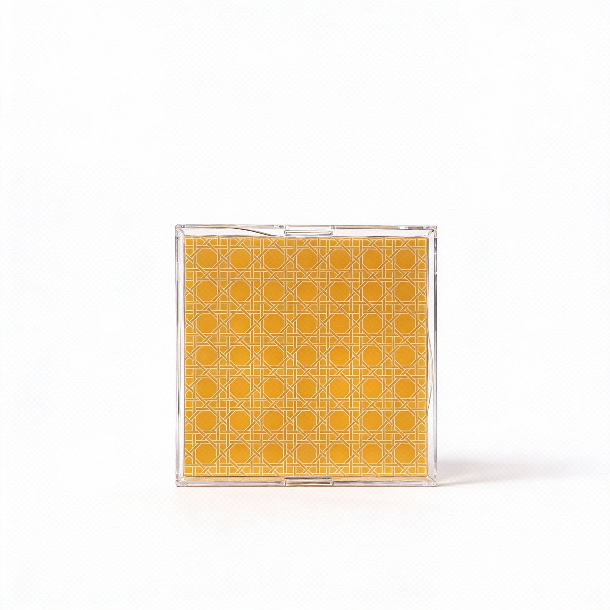 Sublime Trellis Mustard Acrylic Square Tray 18 x 18