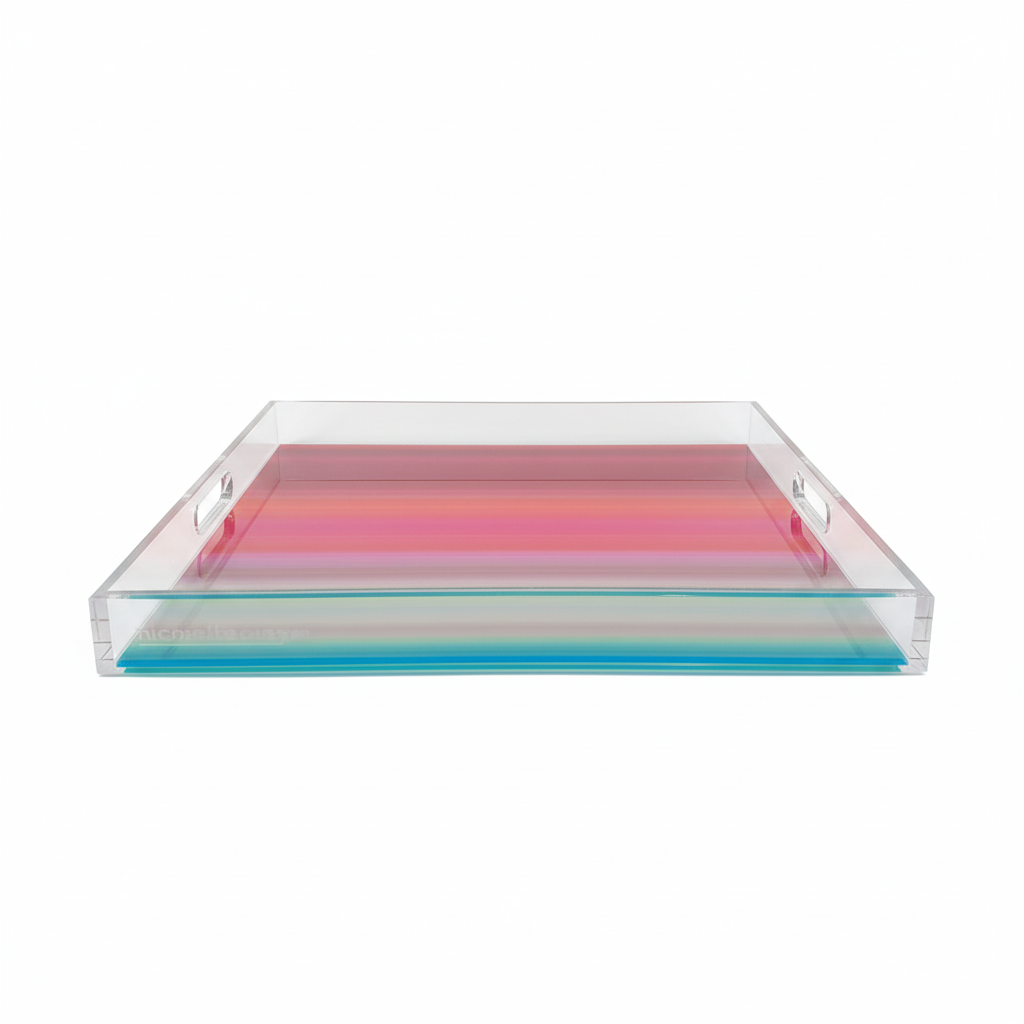 Rainbow Gradient Acrylic Square Tray 18 x 18