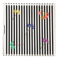 Black Floral Stripes Acrylic Square Tray 18 x 18