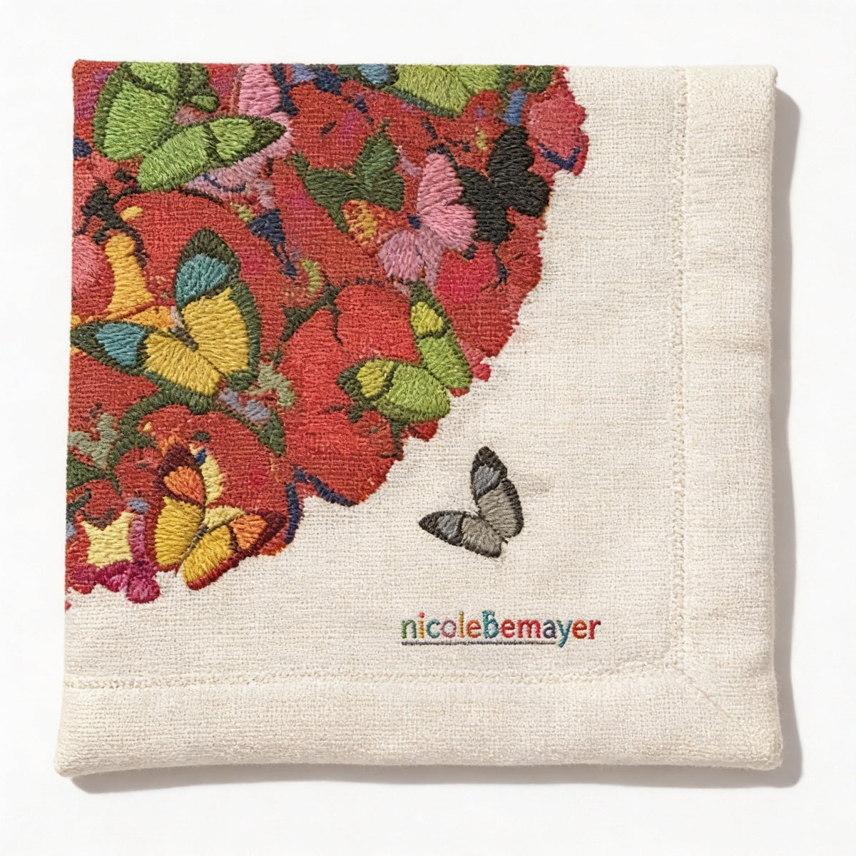 White With Butterflies Fine Dinner Napkins 22 x 22