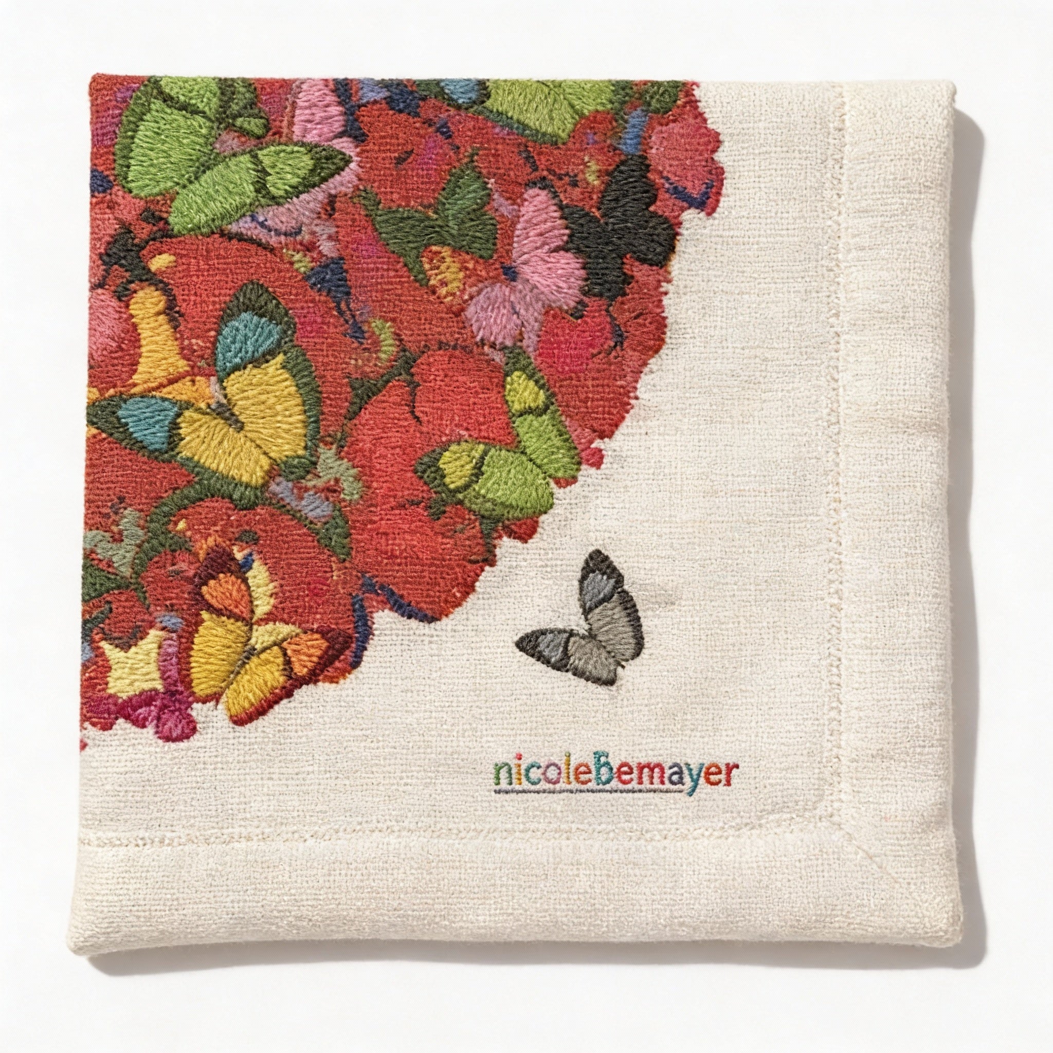 White With Butterflies Fine Dinner Napkins 22 x 22