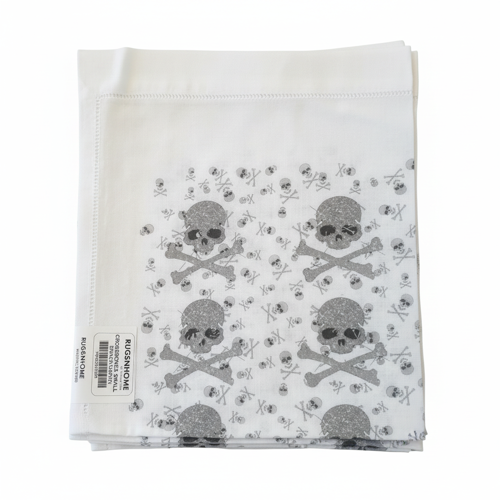 White With Crossbone Small Black Fine Dinner Napkins 22 x 22