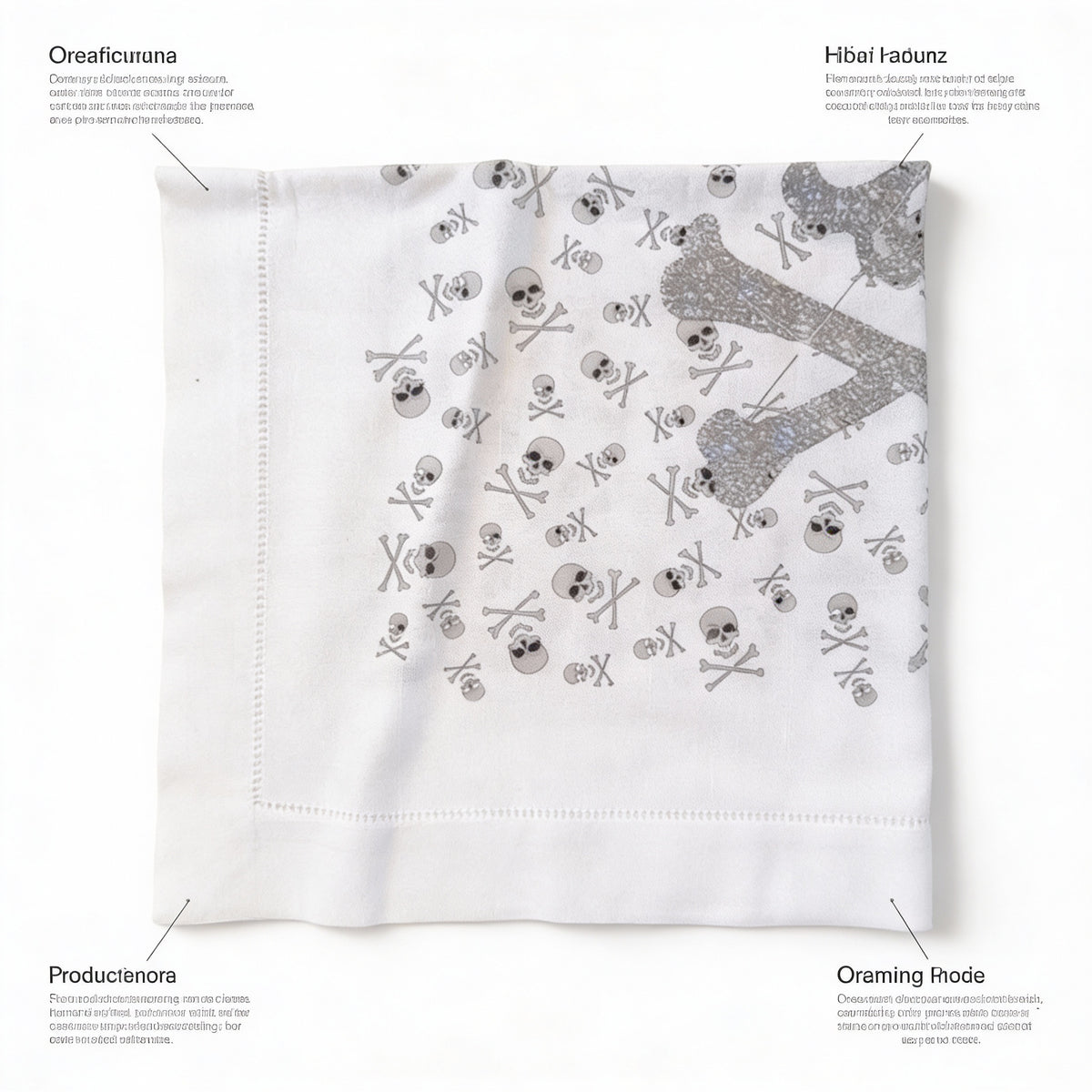 White With Crossbone Large Black Fine Dinner Napkins 22 x 22