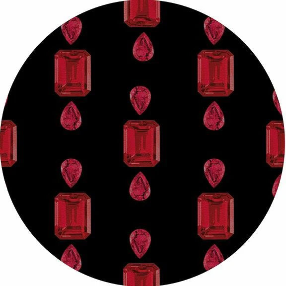 Gem Rubys Black Round Pebble Placemat 16"