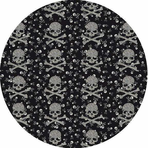 Crossbones Small Black Round Pebble Placemat 16¨
