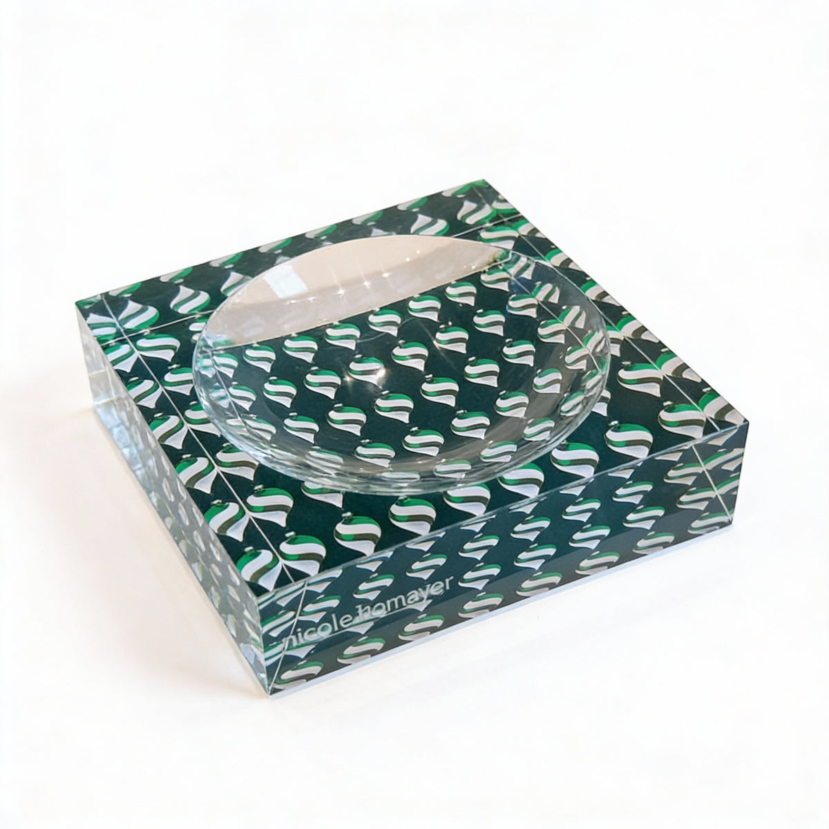 Xmas Ornament Green Acrylic Candy Dish 6 x 6