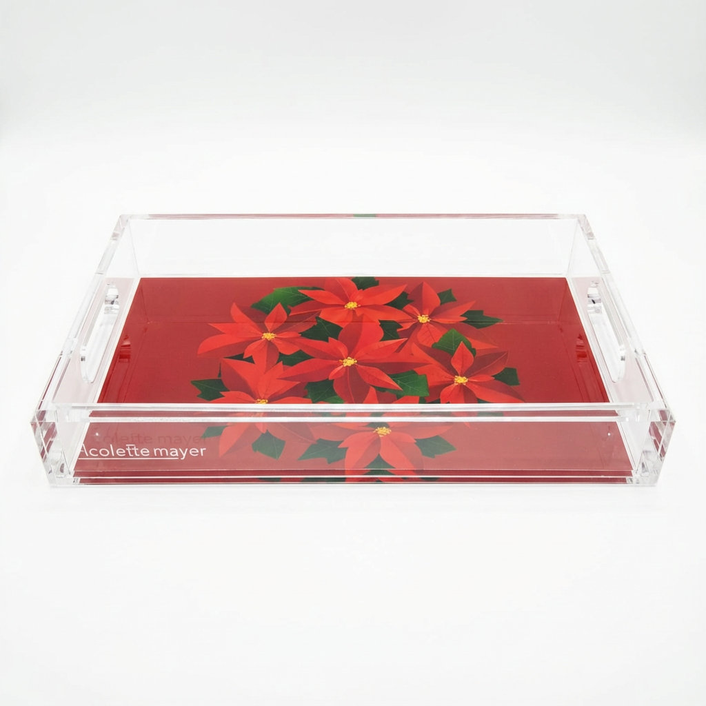 Acrylic Vanity Tray - Poinsettia  7x12.25