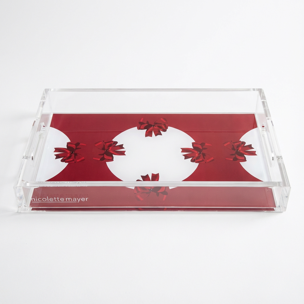 Acrylic Vanity Tray - Bows Red  7x12.25