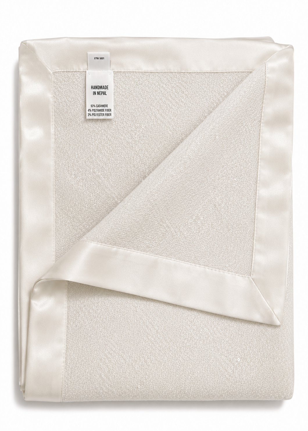 Manta Birdseye con Borde de Seda – Pearled Ivory (140x200 cm)