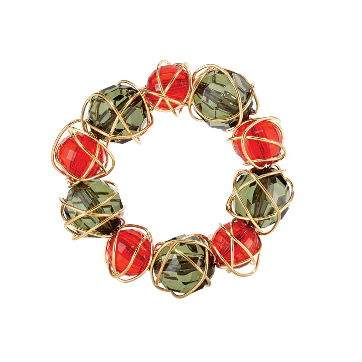 Napkin Rings -crystal Baubble Red And Green 2¨diameter