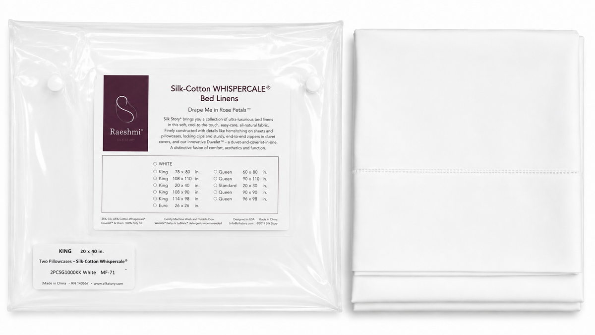 Set de 2 Fundas de Almohada Seda-Algodón – Blanco, King