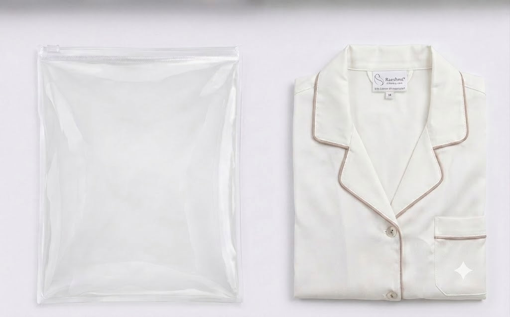Pijama Seda-Algodón – Blanco/Latte, Mediana