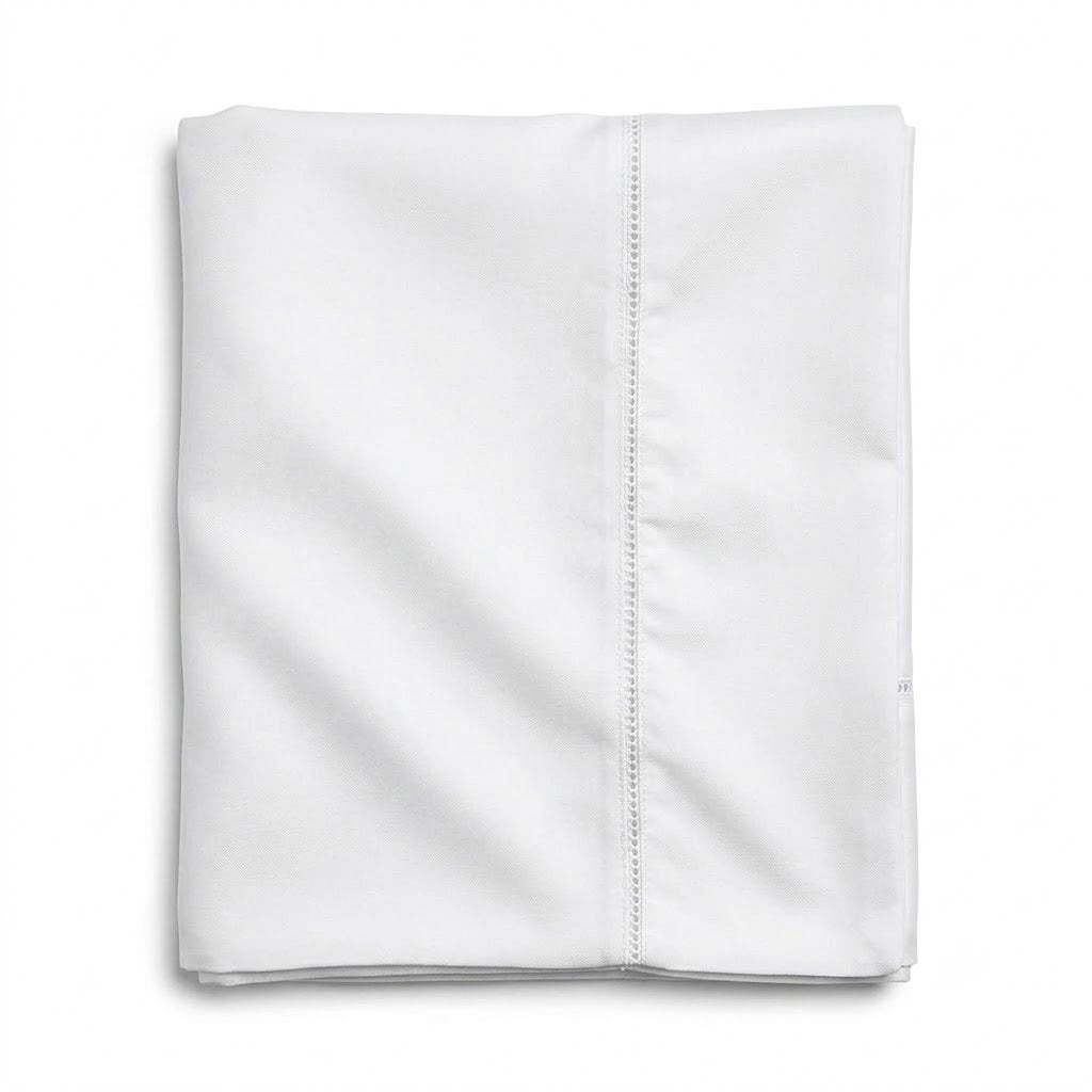 Set de 2 Fundas de Almohada Seda-Algodón – Blanco, Estándar (20x30 in)