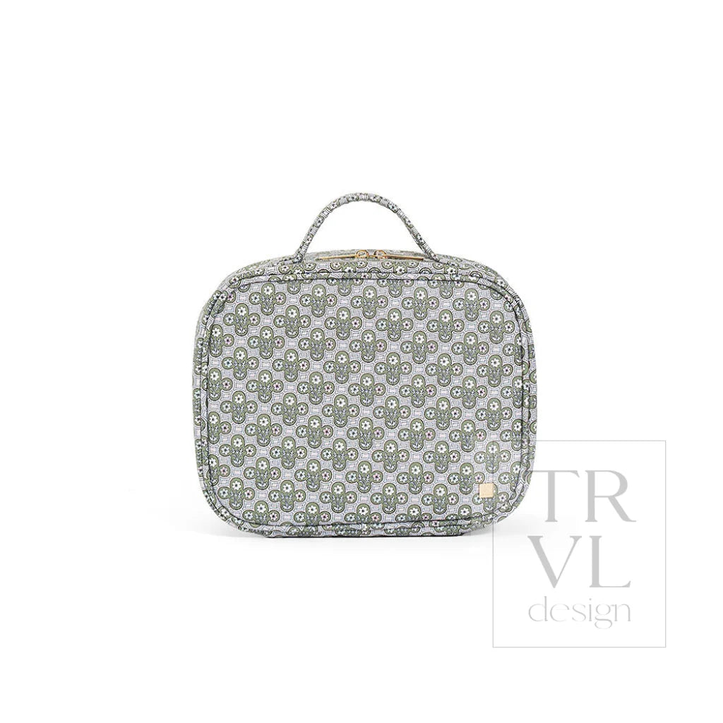 Cosmetic Toiletry Case - Surrey With Green Pinstripe Liner