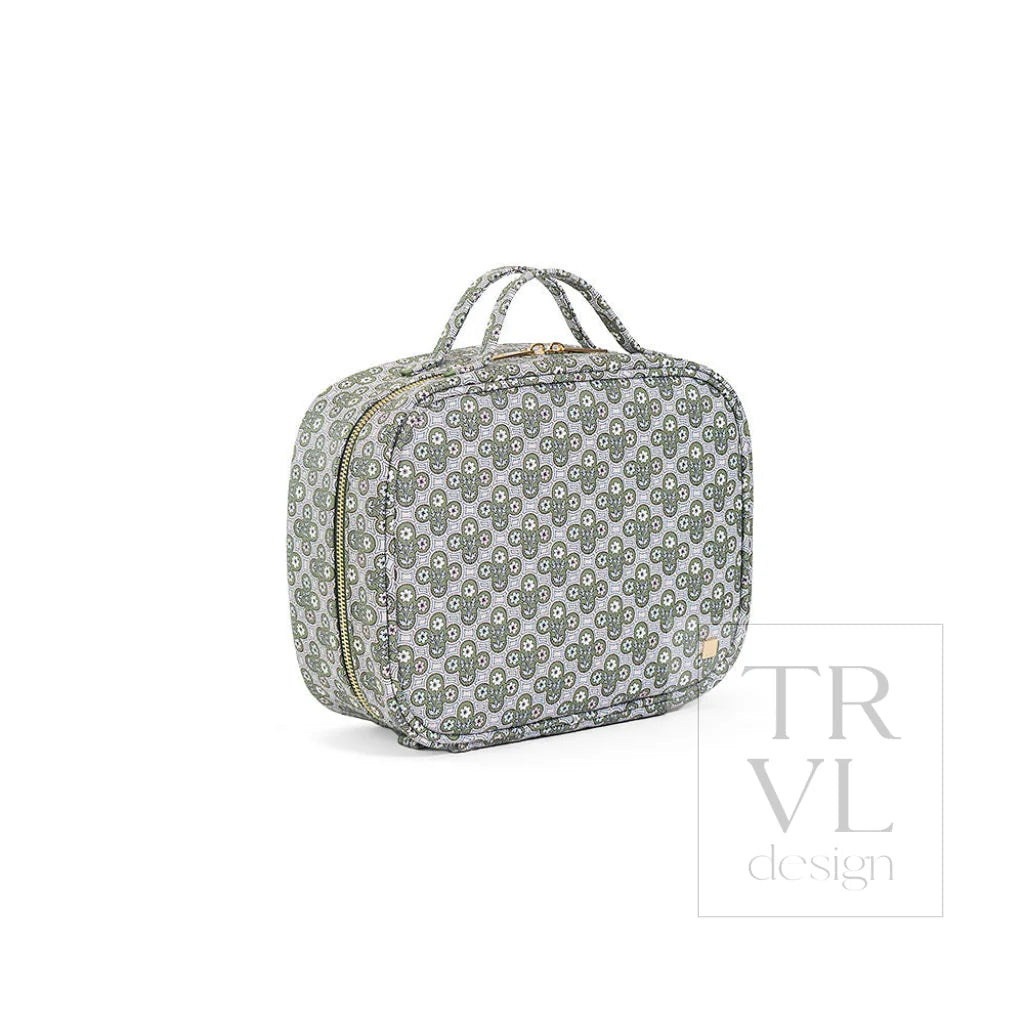 Cosmetic Toiletry Case - Surrey With Green Pinstripe Liner
