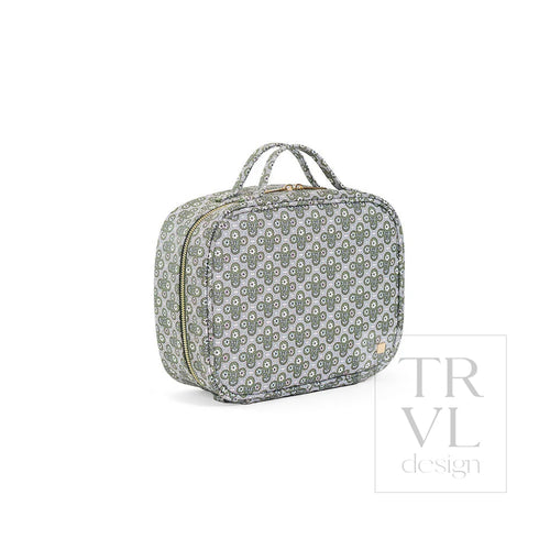Cosmetic Toiletry Case - Surrey With Green Pinstripe Liner