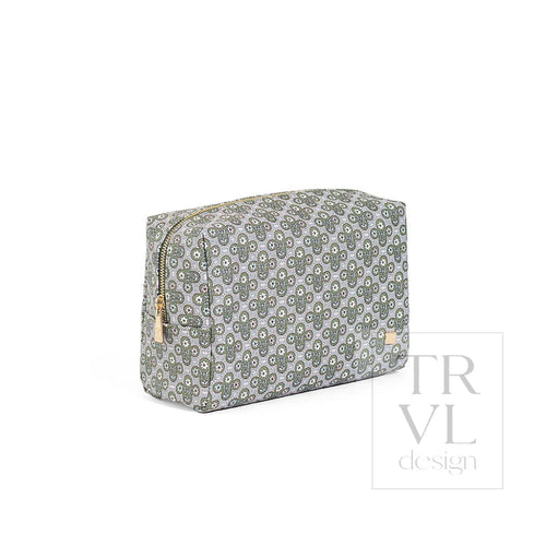 Luxe Everyday Cosmetic Bag - Surrey With Green Pinstripe Liner