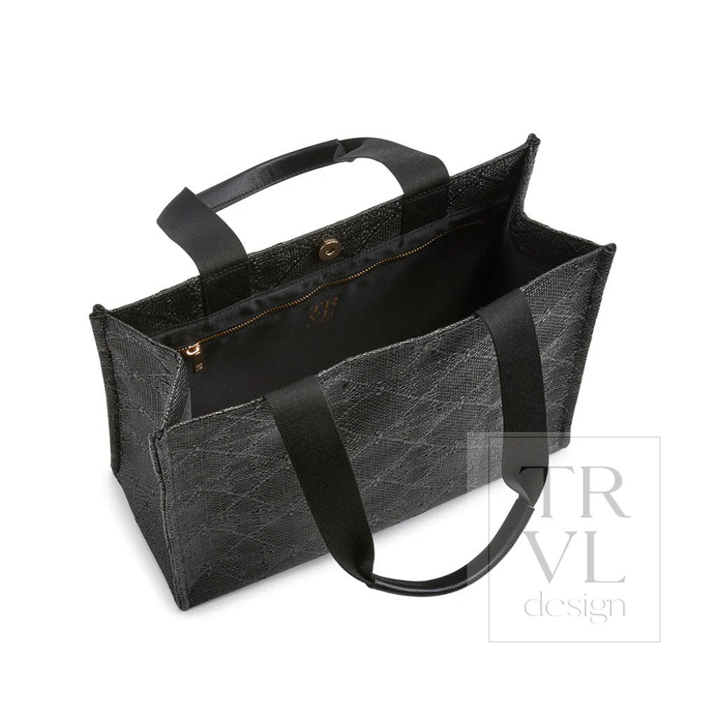 Luxe Bali Straw Tote - Oasis Cane Midnight