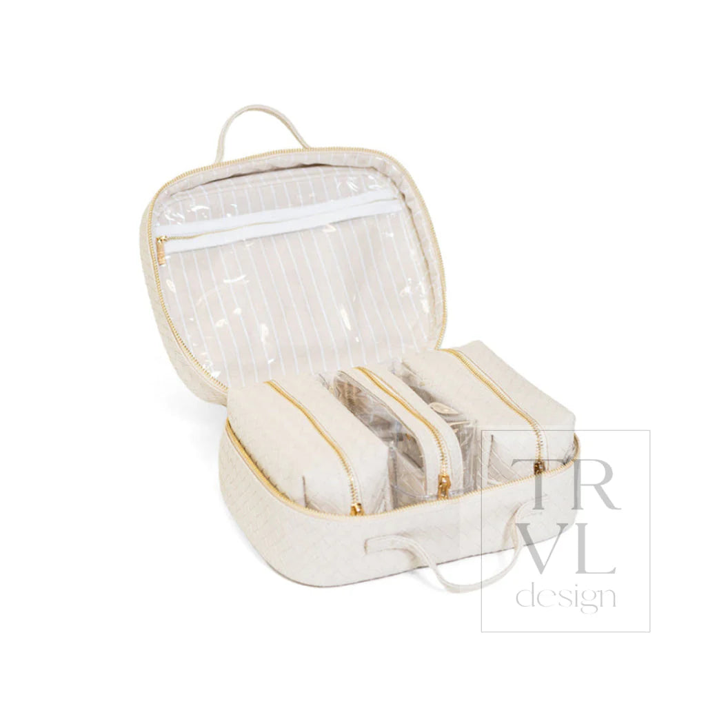 Cosmetic Toiletry Case - Woven Sand