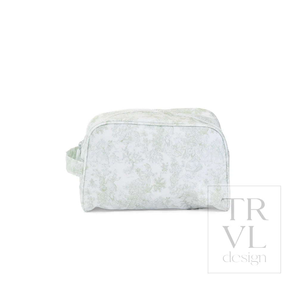 Stowaway Toiletry Bag - Bunny Toile Green