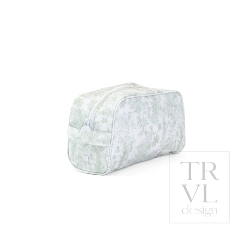 Stowaway Toiletry Bag - Bunny Toile Green