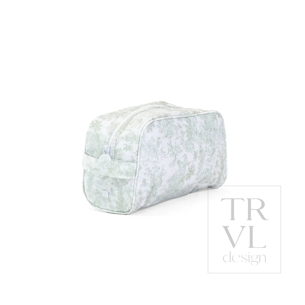 Stowaway Toiletry Bag - Bunny Toile Green