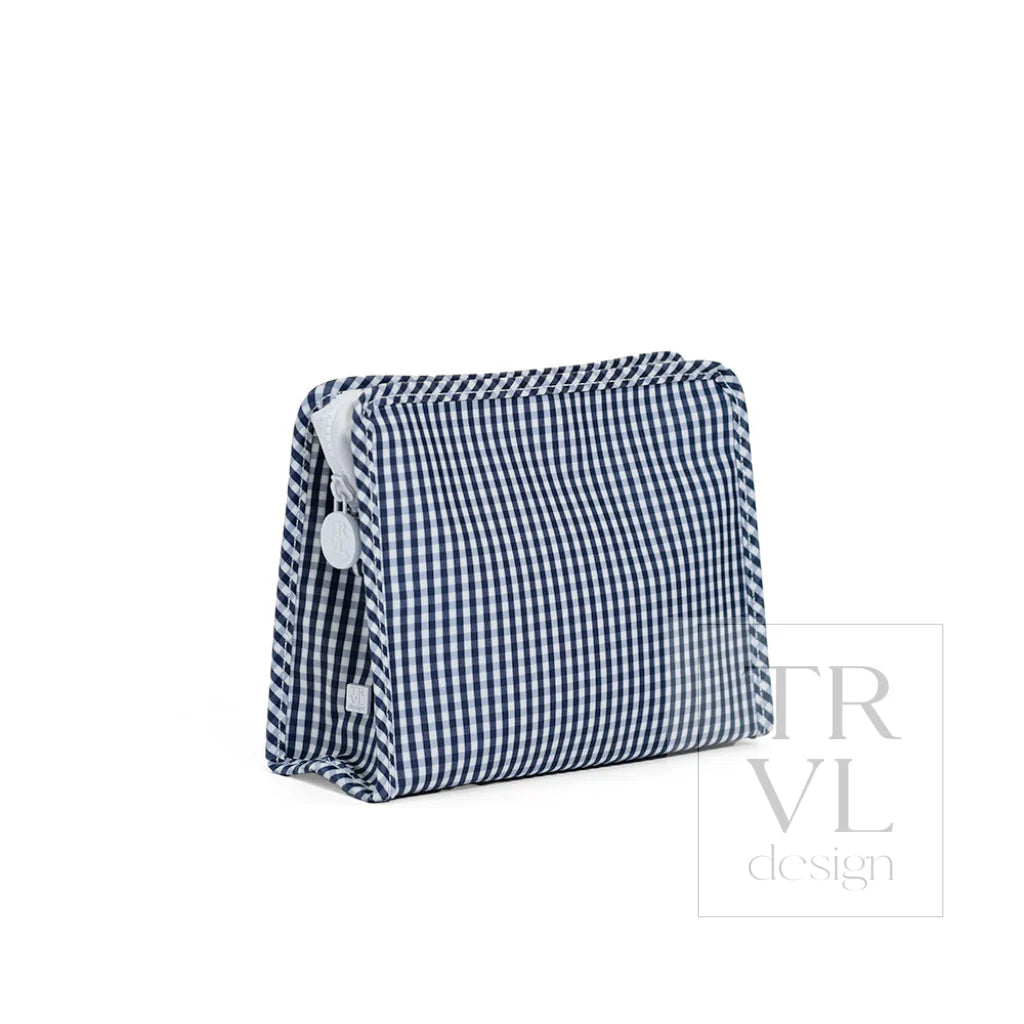 Roadie Medium Zip Pouch - Gingham Navy