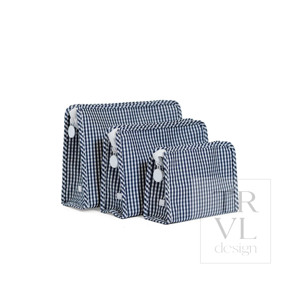 Roadie Medium Zip Pouch - Gingham Navy