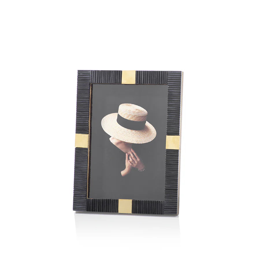 Maha Black Bone Photo Frame with Brass Trim, 5 x 7