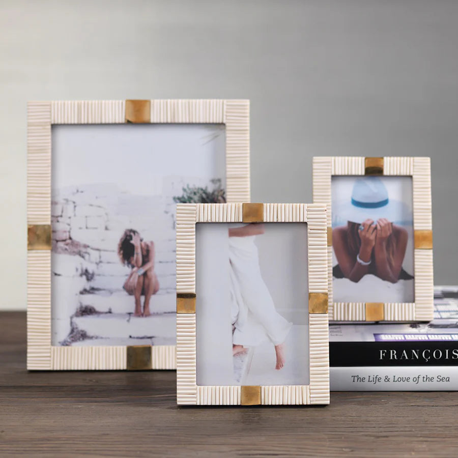 Maha Bone W/brass Trim Photo Frame Na 5 x 7