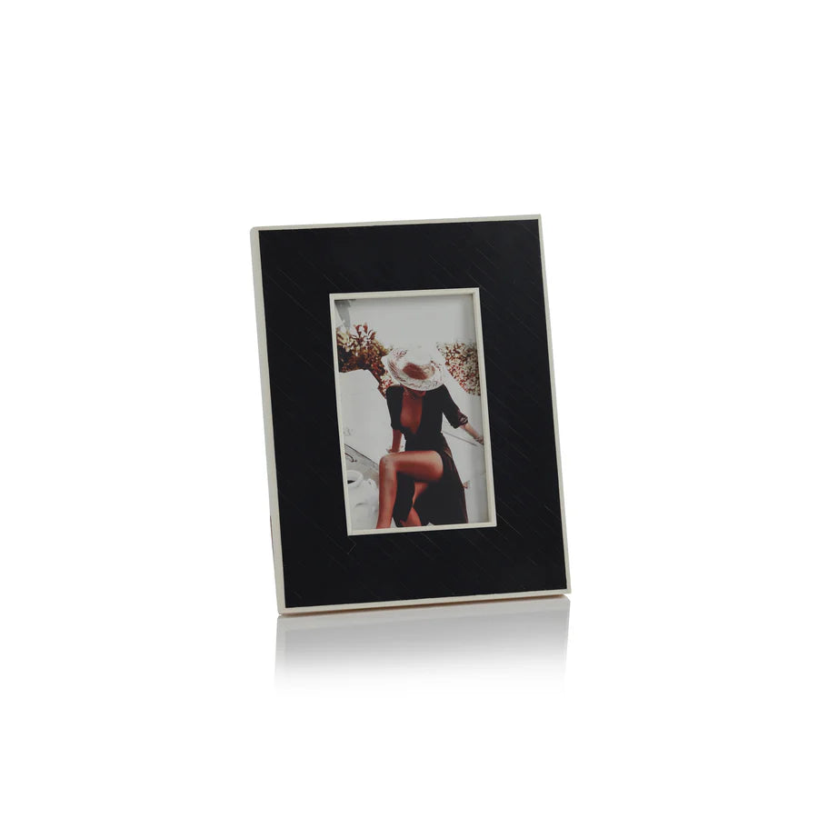 Black Bone Inlay Design Photo Frame With White Inner Border Na 4 x 6