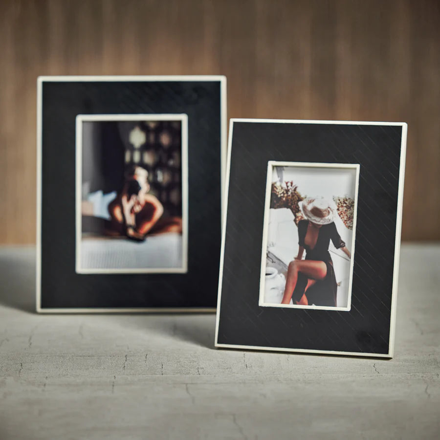Black Bone Inlay Design Photo Frame With White Inner Border Na 4 x 6