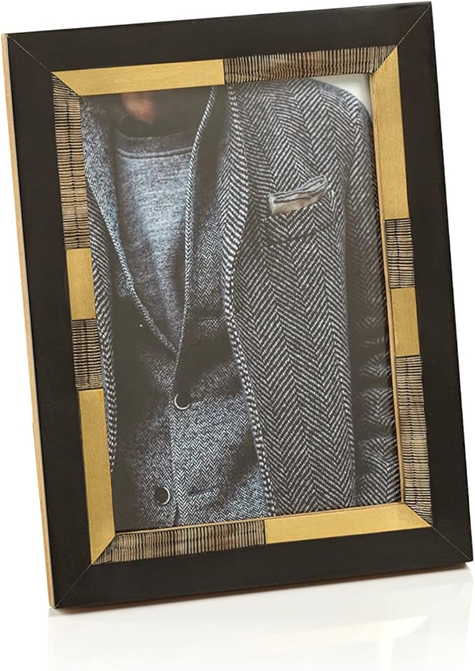 Black Chiseled Horn & Brass Photo Frame Na 5 x 7