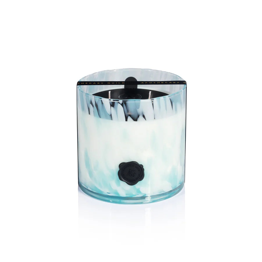 Apothecary Guild Opal Glass Three wick Candle Jar Sunset Beach 1418 Gr