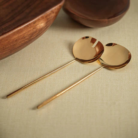 Dainty Polished Fold Server Set Of 2 Gold 11.5 x 3 x .75 In