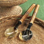Bamboo And Horn Server Set Of 2 Brown 15 x 4 x 1 In