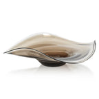 Tropezana Wave Glass Bowl Taupe 18 x 4.75 In