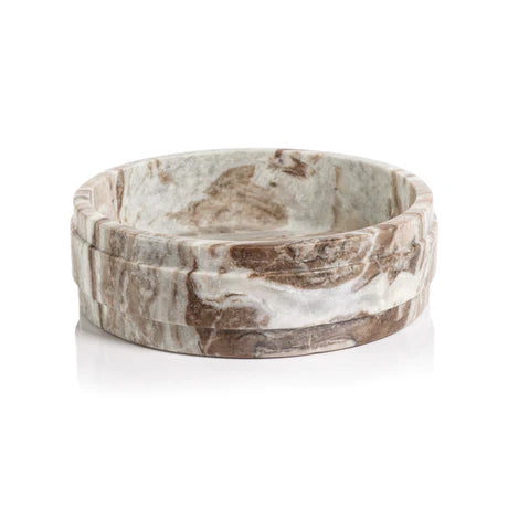 Arabescato Bowl Brown/white 13.75 x 4 In