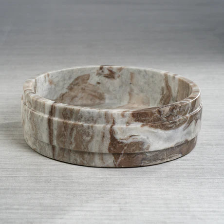 Arabescato Bowl Brown/white 13.75 x 4 In