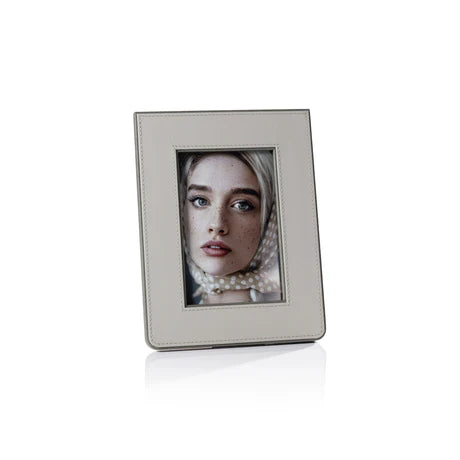 Nappa Leather Photo Frame Gray And Sage 4 x 6 In
