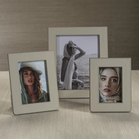 Nappa Leather Photo Frame Gray And Sage 4 x 6 In