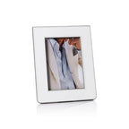 Nappa Leather Photo Frame White And Grey 5 x 7 In