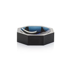 Glass Crystal Octagon Bowl Deep Blue 7.25 In x 2 In