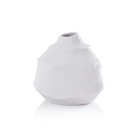 Textured Matte White Porcelain Vase Medium White 5.25 In x 5.25 In