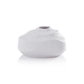 Textured Matte White Porcelain Vase Short White 6.25 In x 5.5 In x 3.5 In