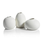 Tresco Clay Bud Vases Matt White 3 In x 2.75 In x 3.5 In
