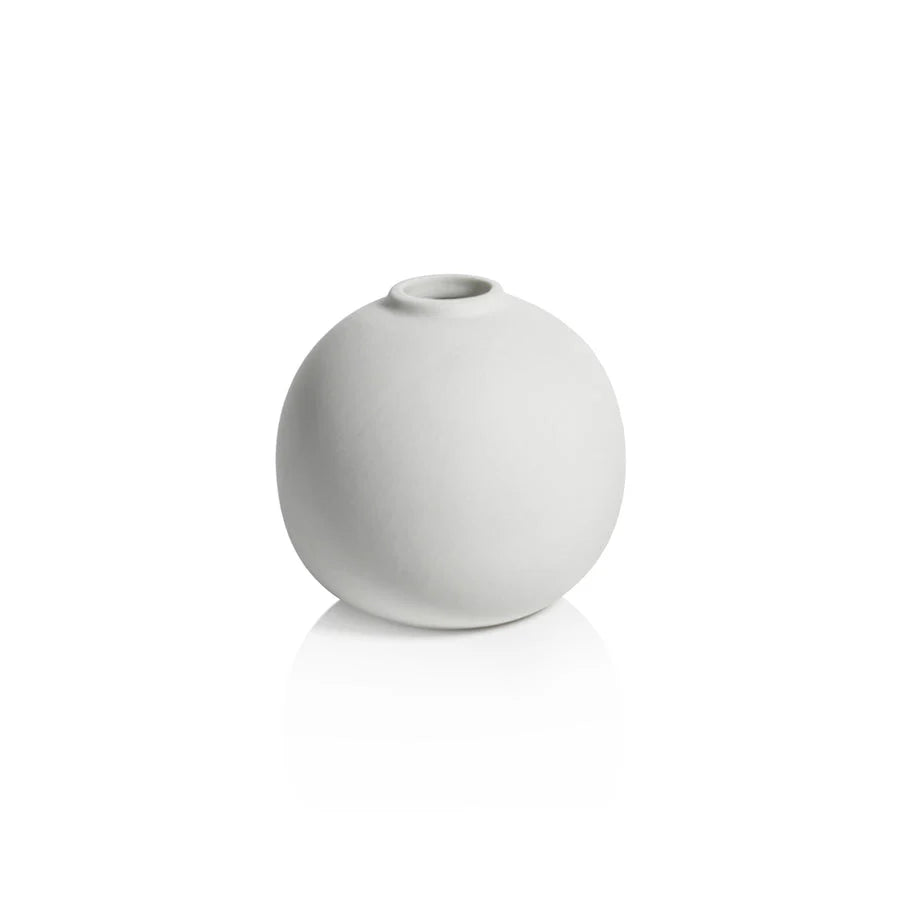 Tresco Clay Bud Vases Matt White 3 In x 2.75 In x 3.5 In