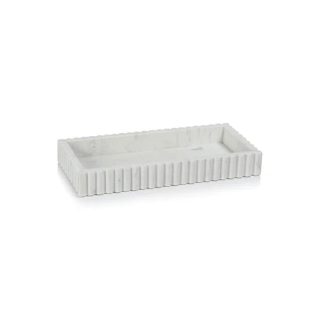 Camogli Scalloped Marble Tray Medium White 15 x 7 x 2 In