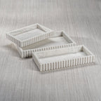 Camogli Scalloped Marble Tray Medium White 15 x 7 x 2 In