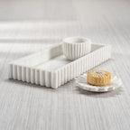 Camogli Scalloped Marble Tray Medium White 15 x 7 x 2 In